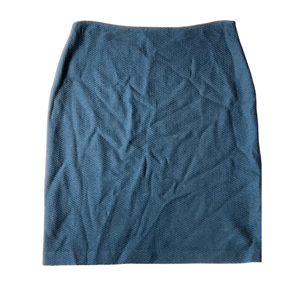 St. John‎ Teal Blue Santana Knit Wool Blend Pencil Skirt Womens Size 8